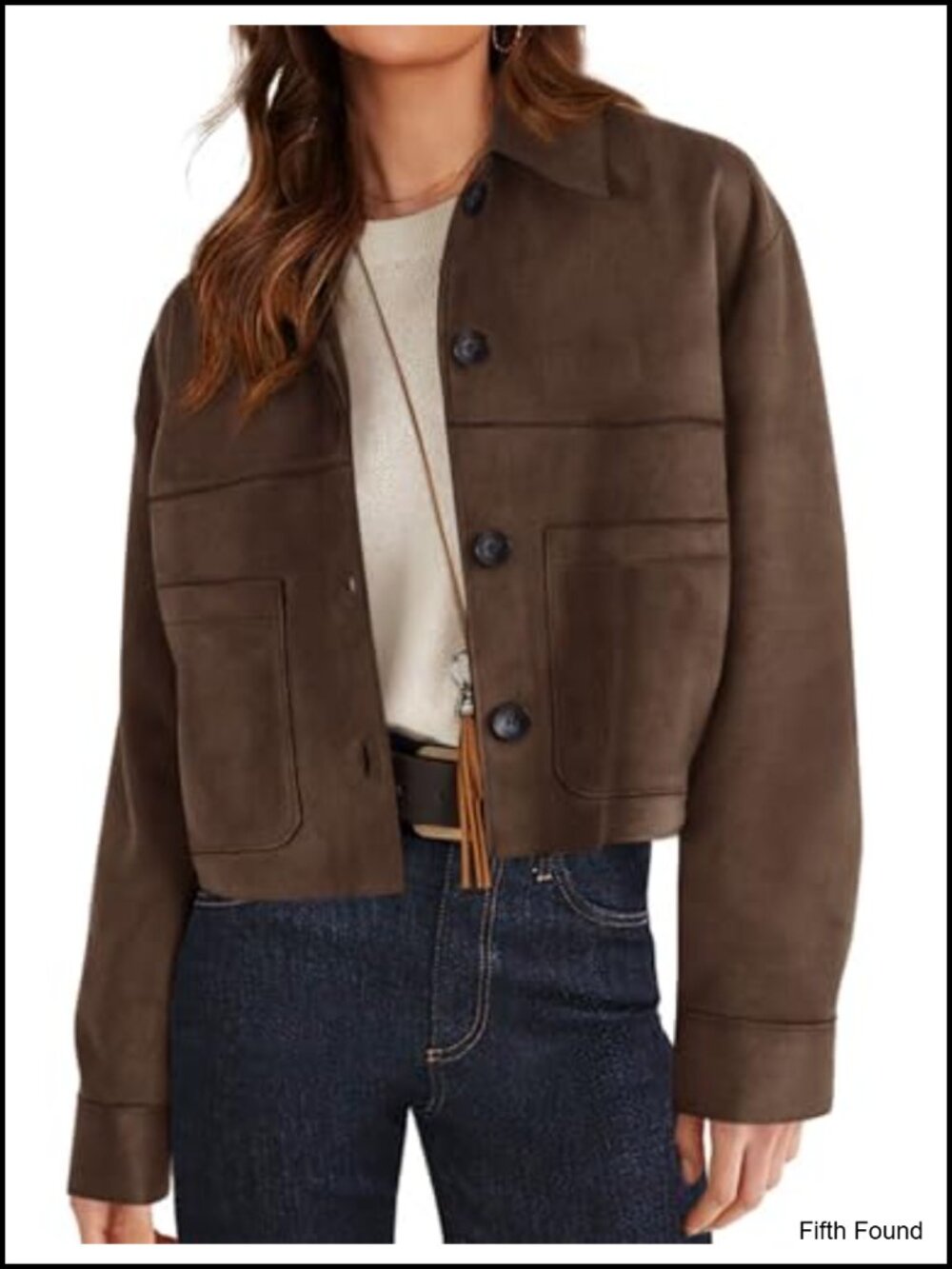 Faux Suede Shacket Lightweight Cropped Jacket Aviator Casual Coat